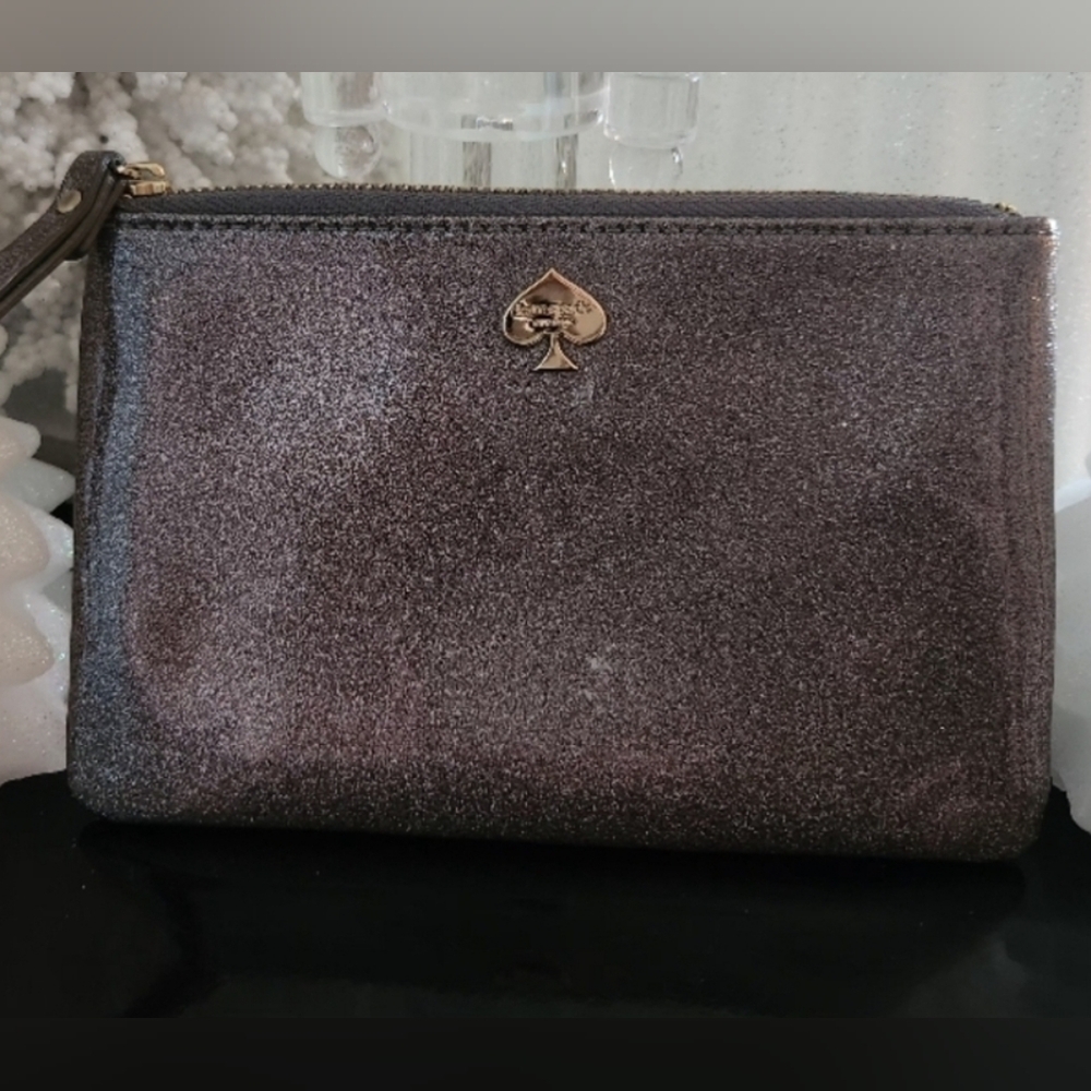 Kate Spade Grey Sparkly Mini Wristlet Bag